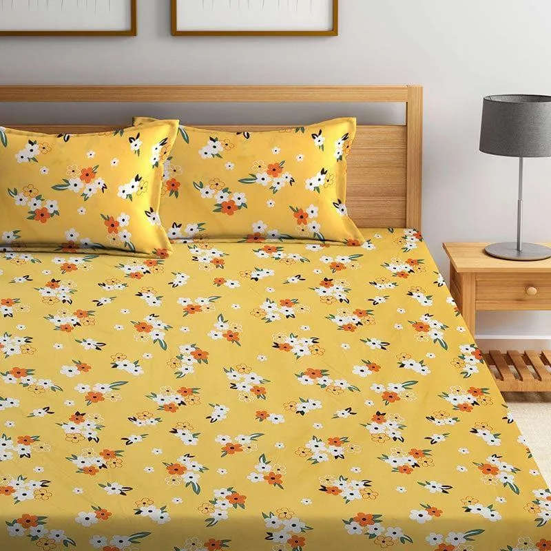 Mustard Floral Bedsheet - 150 GSM media 1