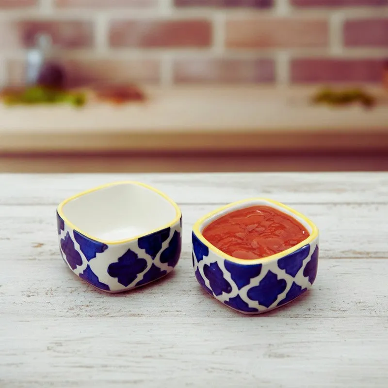 Dinea Ceramic Dip Bowls (Blue,Yellow ,40 mL Each) - Set Of Two media 3
