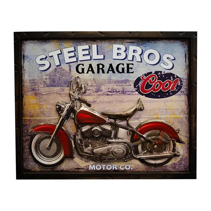 Throttle & Thunder "Steel Bros Garage" Retro Metal Wall Accent media 4