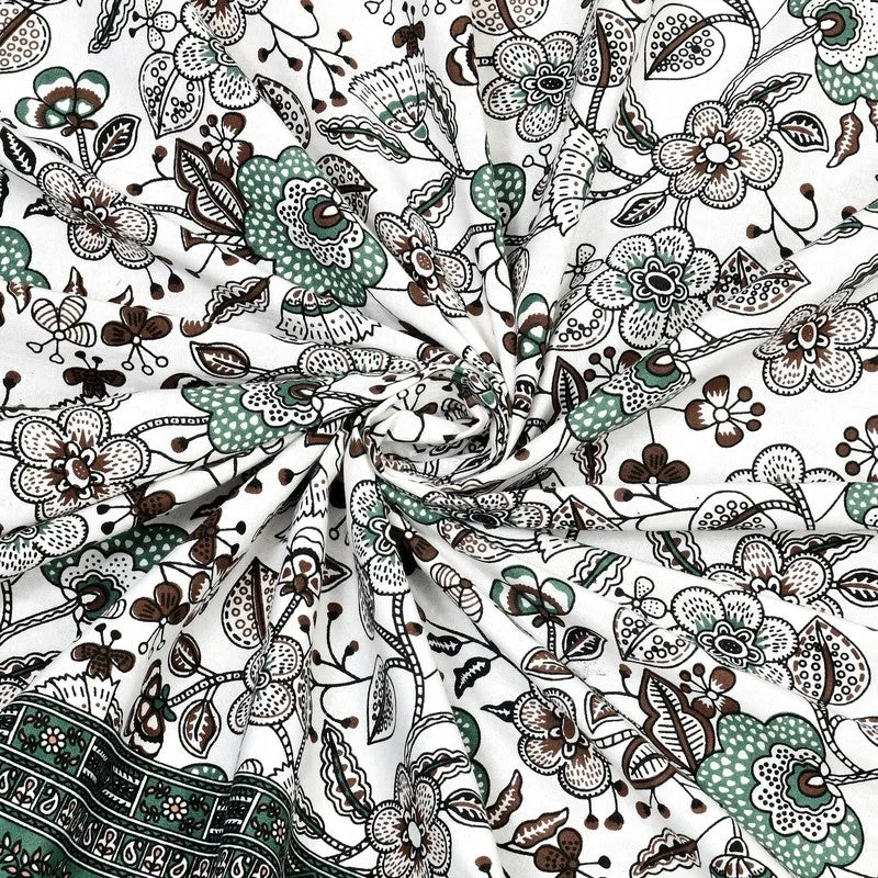 Weavera Cotton Bedsheet (White,Green) - 240 TC media 5