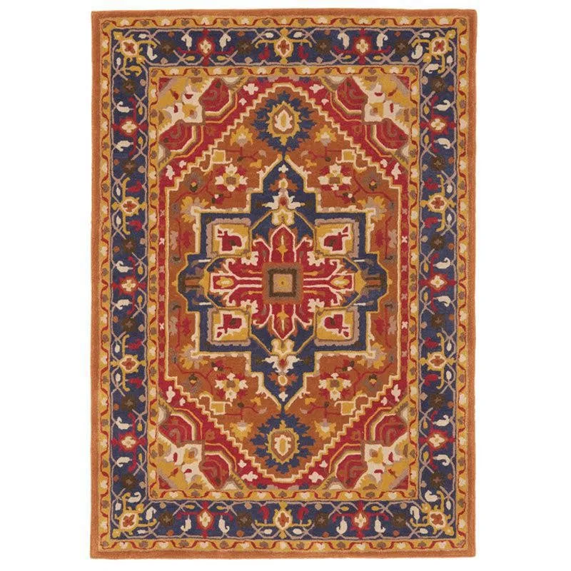 Pavati Hand Tufted Ethnic Wool & Nylon Carpet - Rust Red media 1