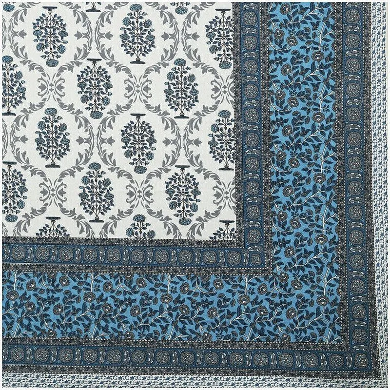 Floraa Cotton Bedsheet (Blue,White) - 240 TC media 7
