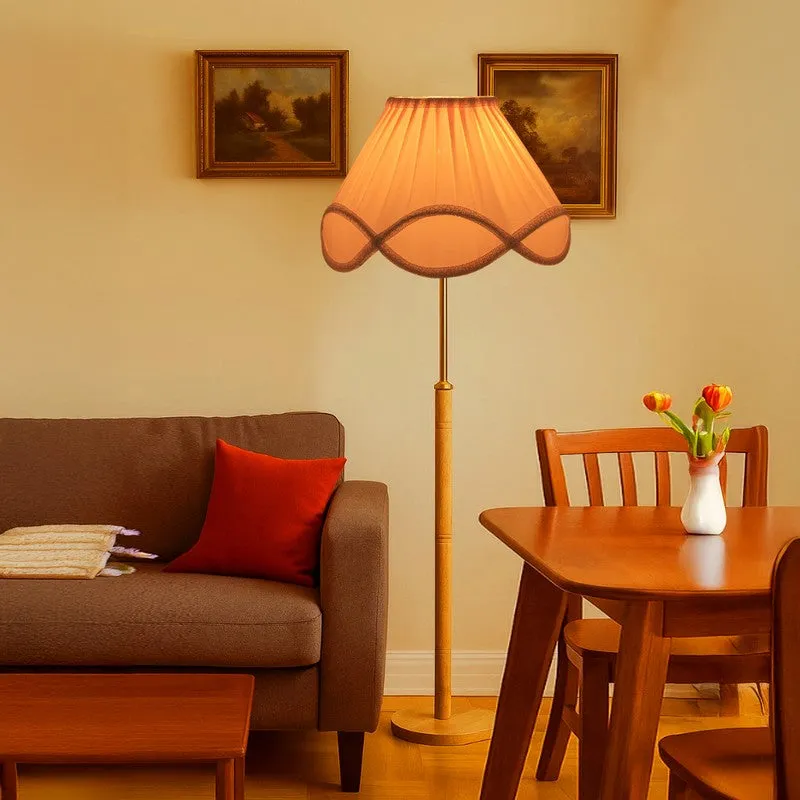 Maple Glow Wooden Floor Lamp - White media 1