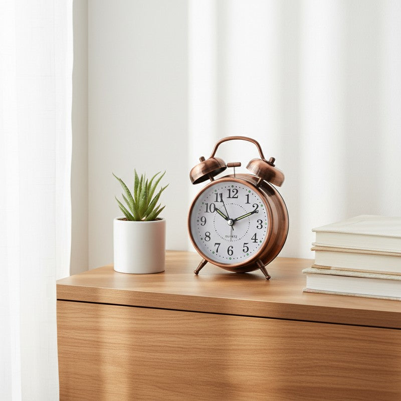 Tick Ease Round Metal Table Clock