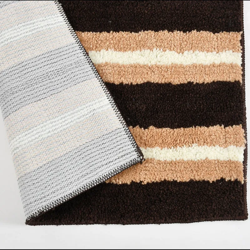 Striata Micro Fiber Runner Rug - Brown & Beige media 5