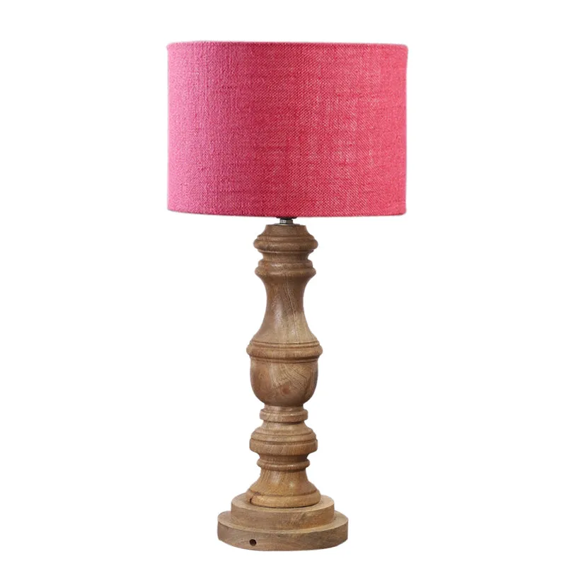 Sienna I Carve Wooden Table Lamp - Pink,Brown media 6