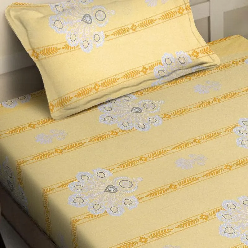 Vidushi Printed Cotton Bedsheet (Yellow) - 200 TC media 3