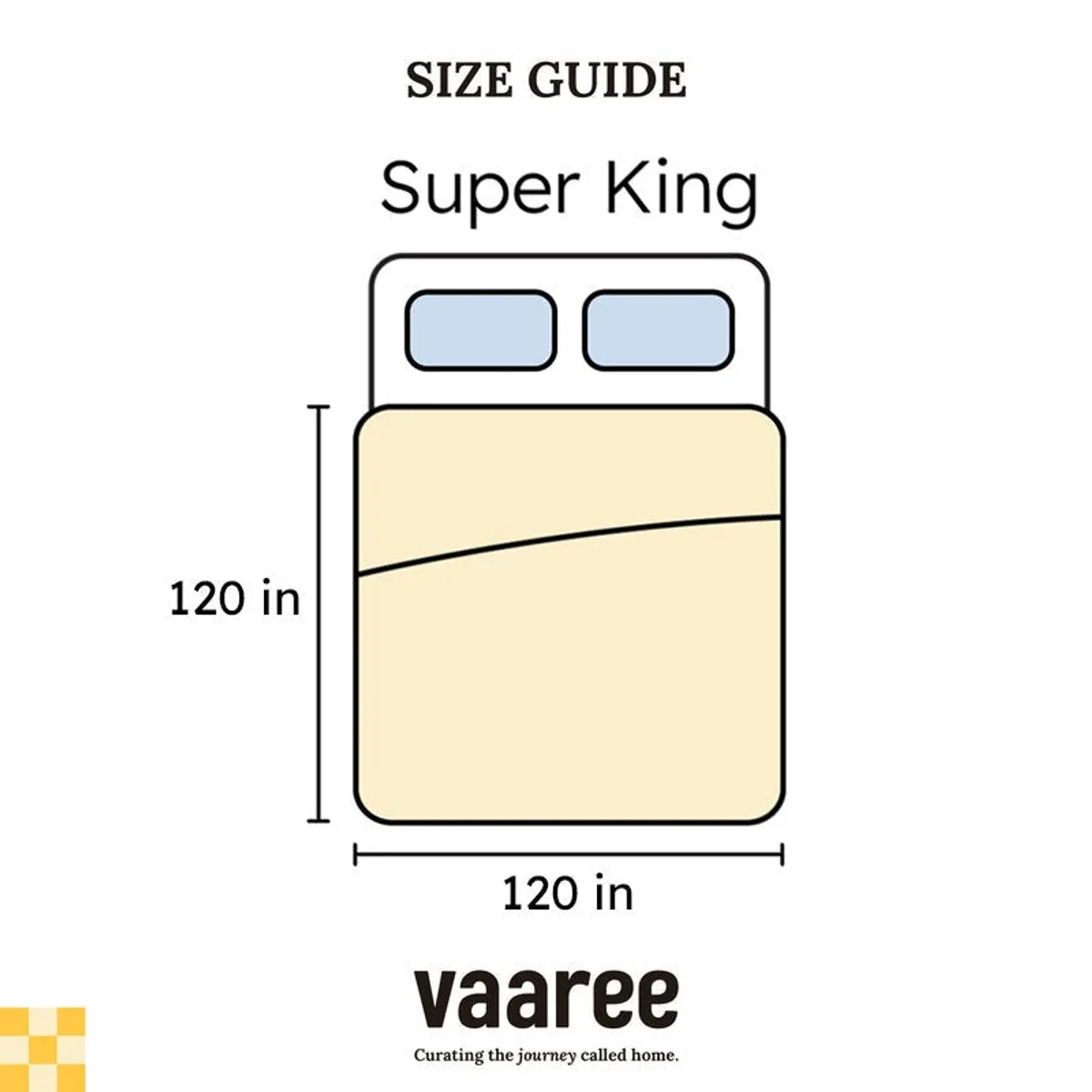 Super King size guide graphic for bedsheet dimensions