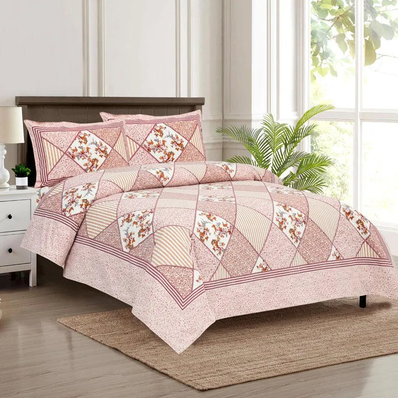 Kedari Cotton Bedsheet (Pink,White) - 160 TC media 1