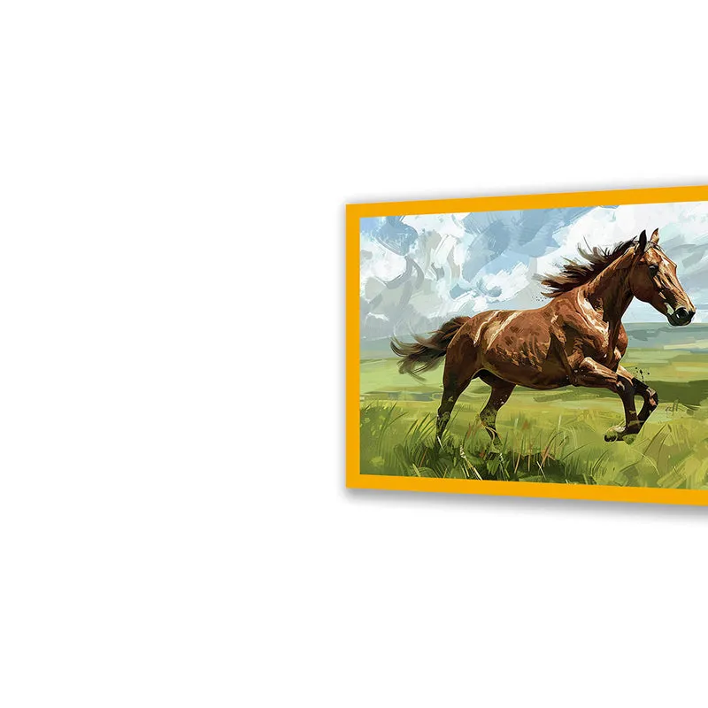 Galloping Roan Stallion Wall Art with Gold Frame media 5