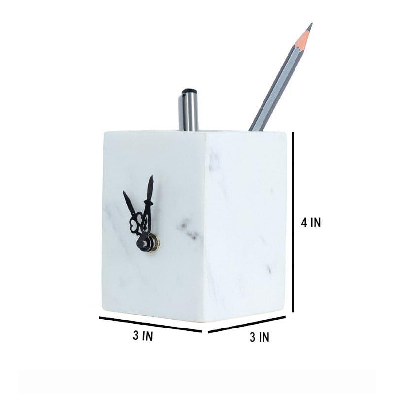 Seno Hand Crafted Marble Table Clock & Stationary Holder media 4