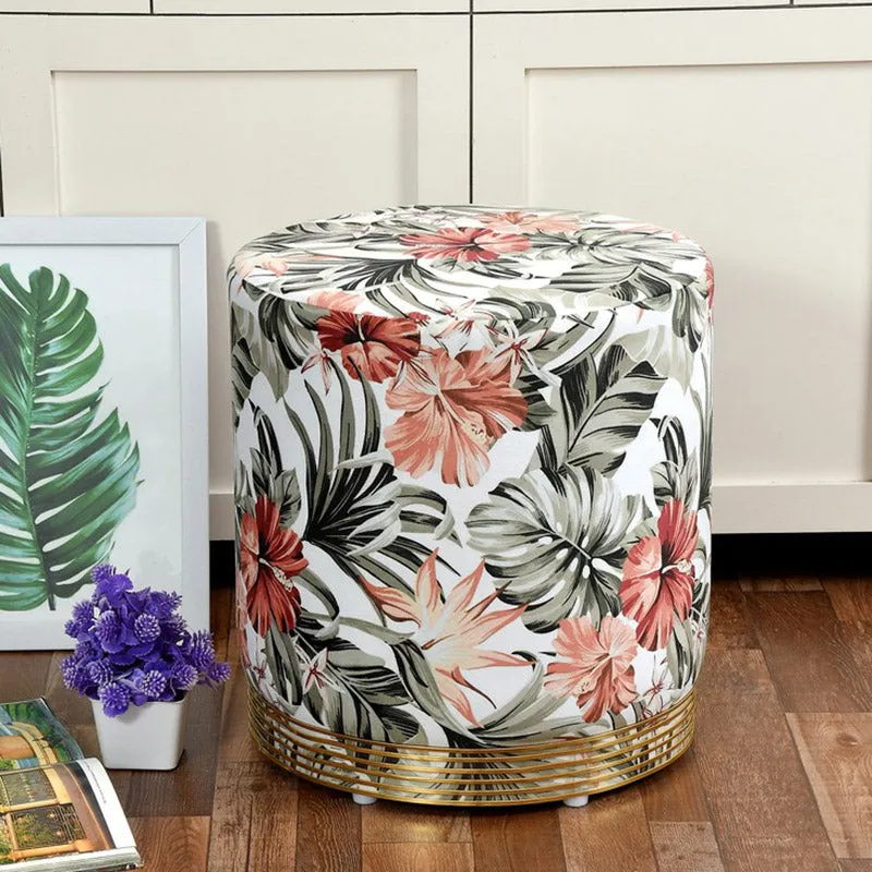 Avira Floral Velvet Pouffe - Multicolor media 1