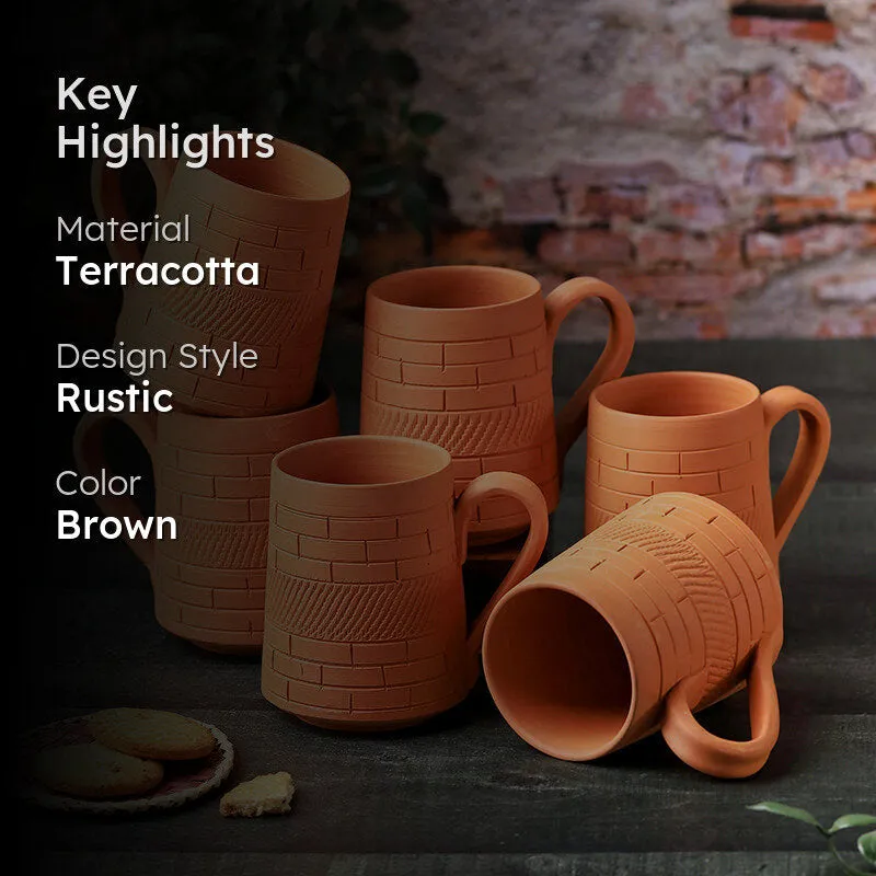 Praharsha Terracotta Coffee Mug (400 mL Each) - Set of Six media 2