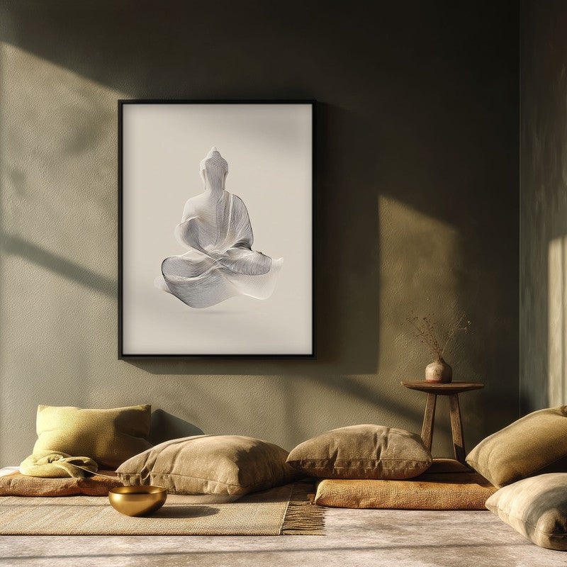 Tranquil Form of Buddha Wall Painting With Black Frame media 3