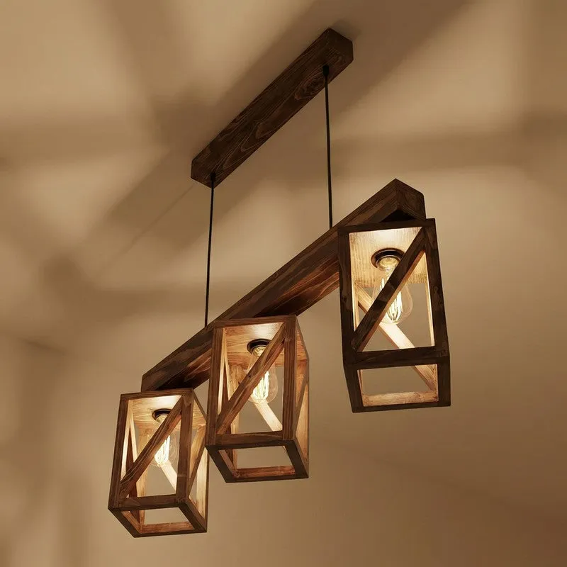 TriNest Wooden Ceiling Lamp - Brown media 4