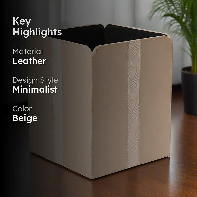 Veltrix Faux Leather Dust Bin - Beige media 2