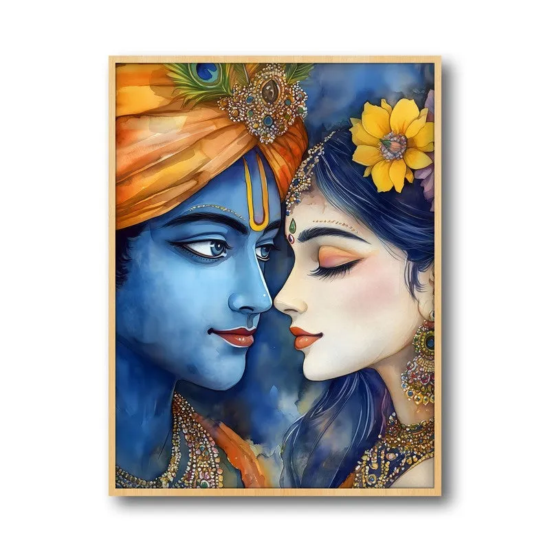Vrindavan's Heart Spiritual Archival Paper Wall Painting - Natural Brown Frame media 5