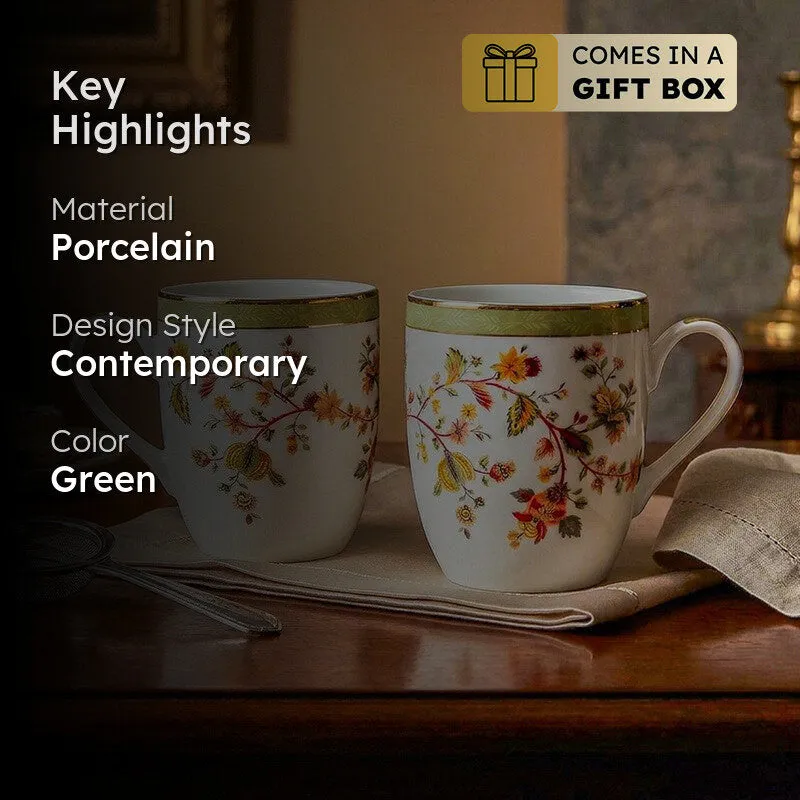 Painted 24k Gold Brushed Porcelain Coffee Mug (280 mL Each) - Set of Six media 2