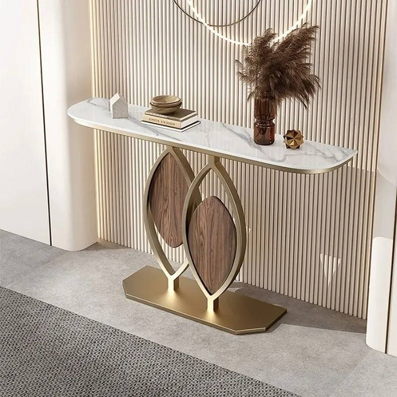 Artistic Metal Console Table with Marble Top - Large media 1