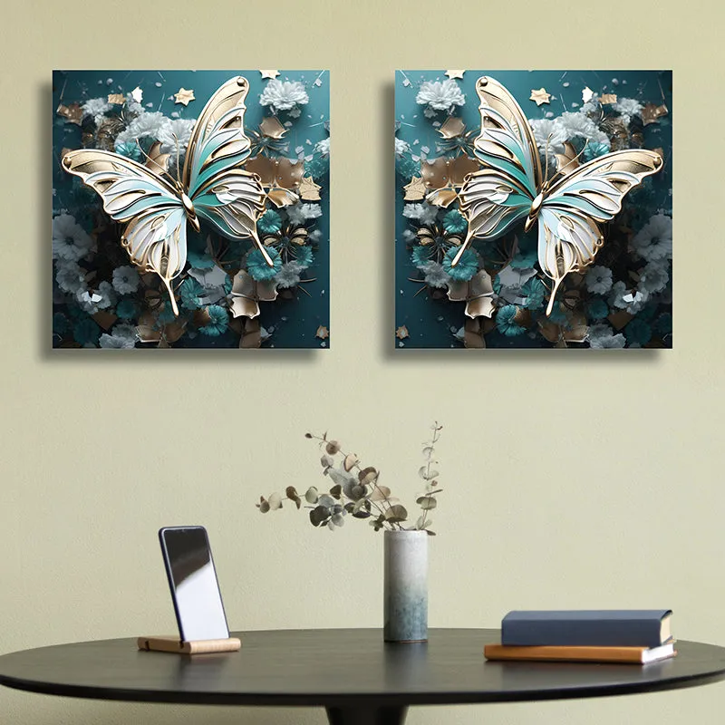 Papilio Of Dreams Canvas Wall Art - Set Of Two media 1