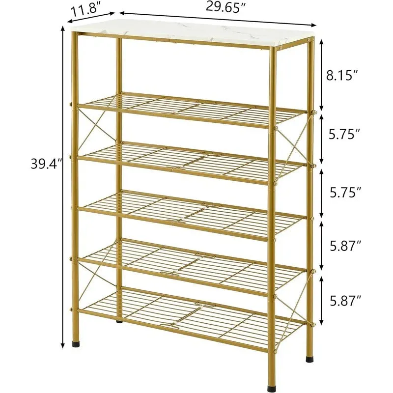 Stable Metal Shoe Rack - Gold media 6