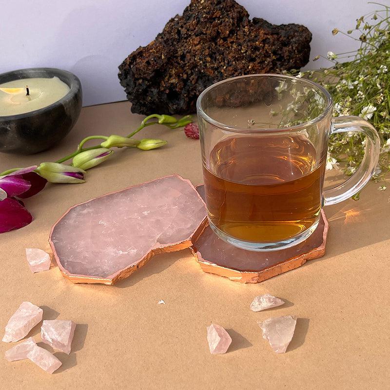Ros Harmony Rose Quartz Coaster - Set Of Two