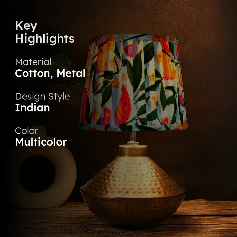 Gilded Gardenia Metal Base Cotton Table Lamp - Multicolor media 2