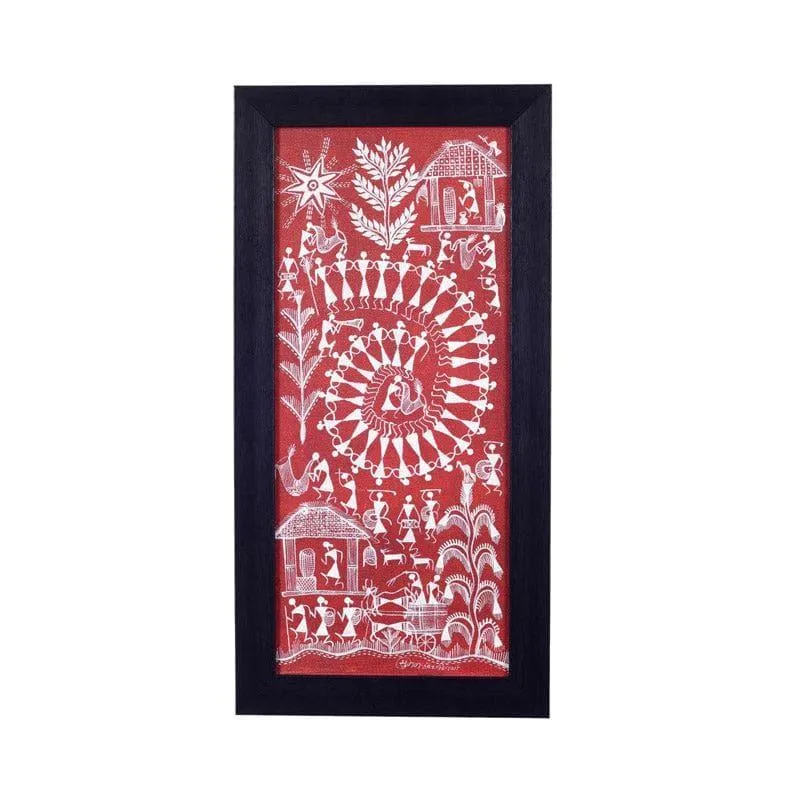 Barasi Warli Canvas Wall Art - Set Of Two media 5