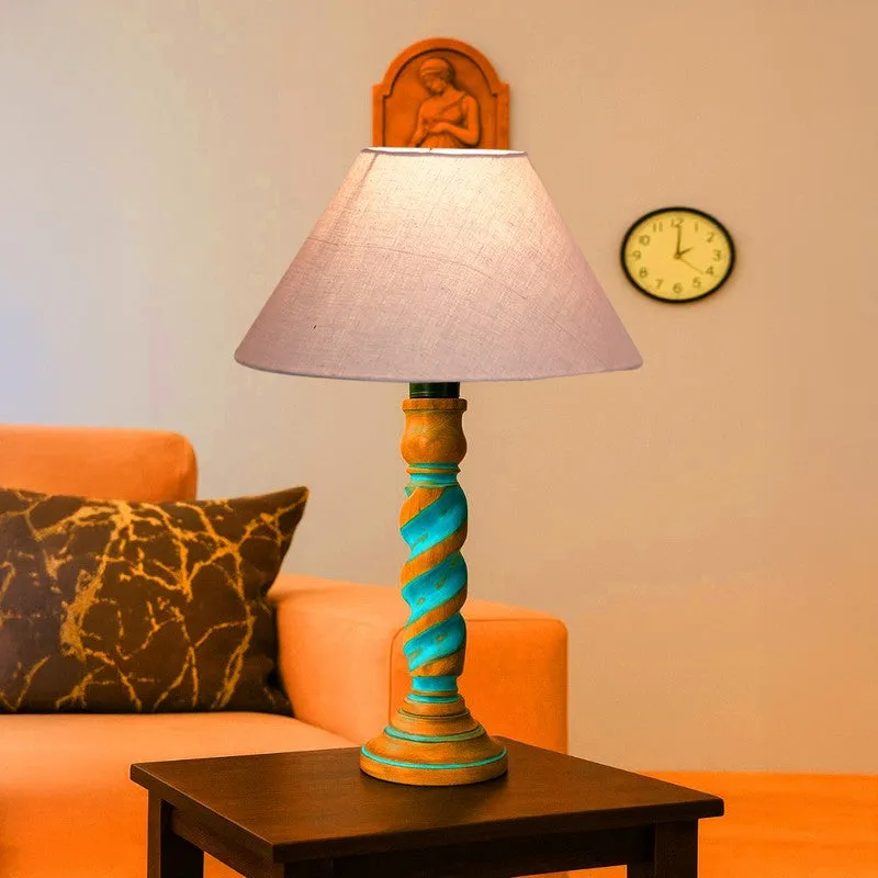 Elara Ziora Wooden Table Lamp - Grey media 3
