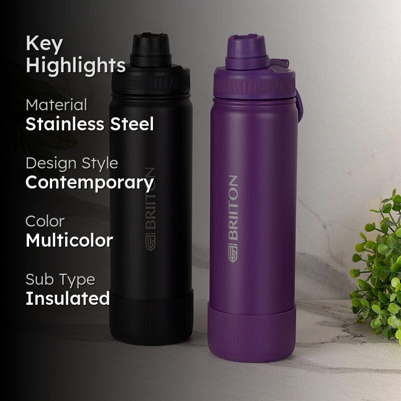 Sip Slay Hot & Cold Thermos Water Bottle (Black & Purple, 750 mL Each) - Set Of Two media 2
