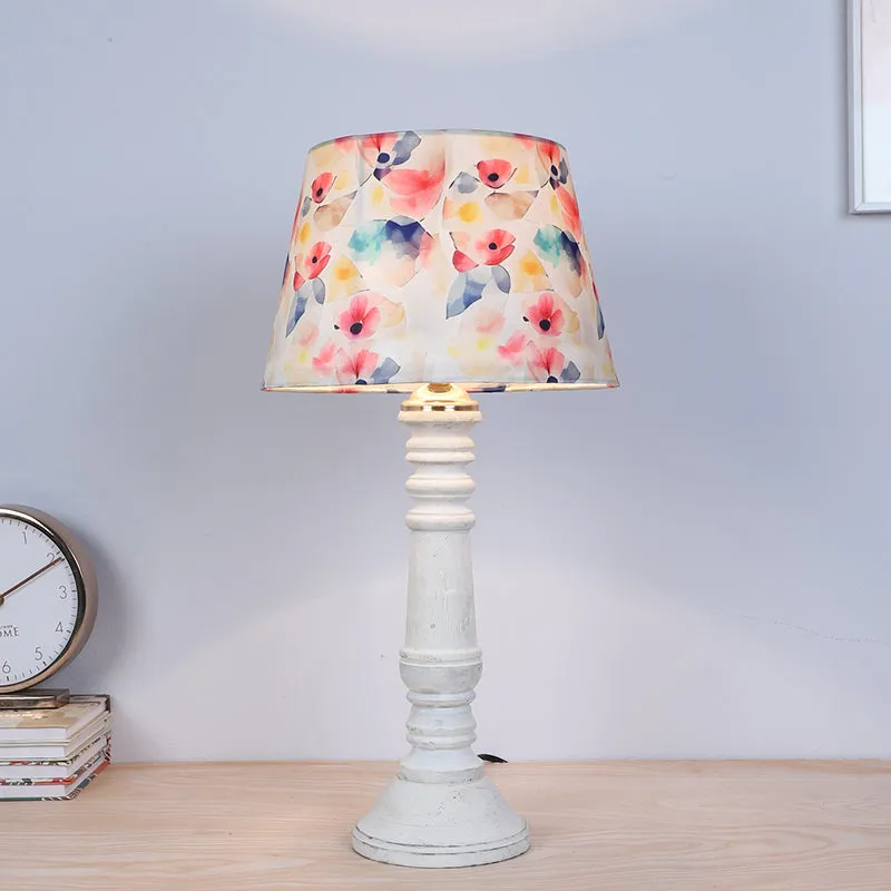 Luna Borealis Coil Printed Mango Wood Table Lamp - Multicolor media 2