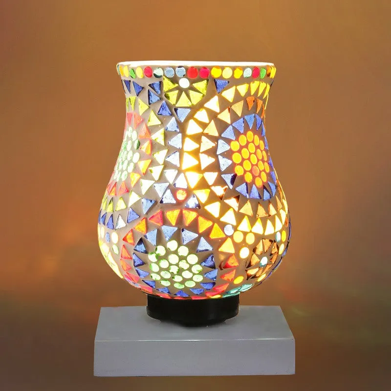 Glorite Mosaic Glass Table Lamp With Wooden Base - Multicolor media 7