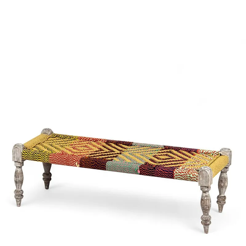Cavon Sheesham Wooden Bench with Stools (Multicolor) - Three Piece Set media 5