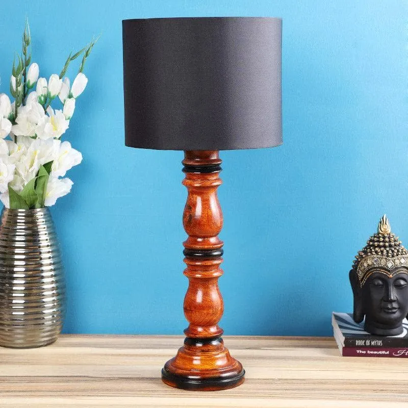 Blace Argyle Fabric Table Lamp - Black,Brown media 3