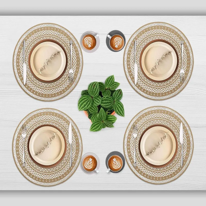 Mandala White Round PVC Table Mats - Set Of Four media 3
