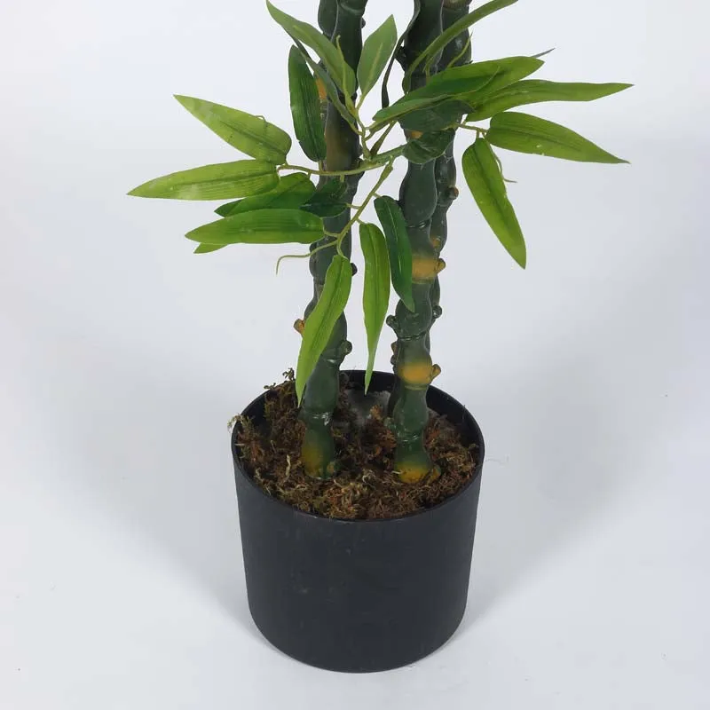 Faux Lush Bamboo Plant With Black Plastic Pot -5 Feet media 5