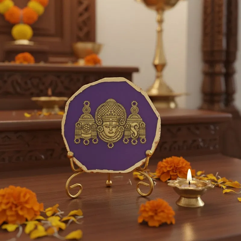 Mahalakshmi Agate Showpiece With Stand - Purple media 1