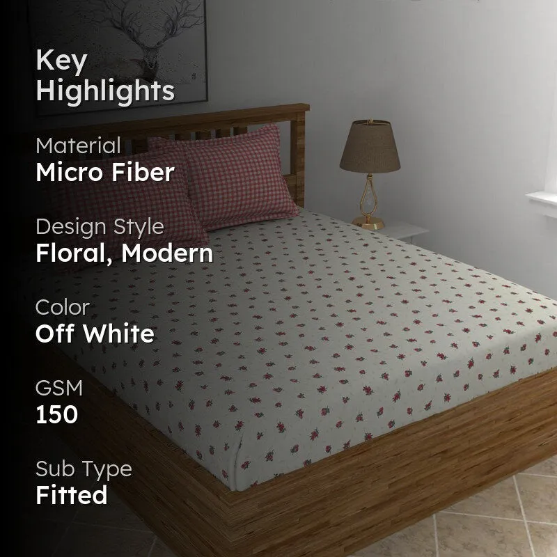 Blush Bloom Fitted Micro Fiber Bedsheet - 150 GSM media 2