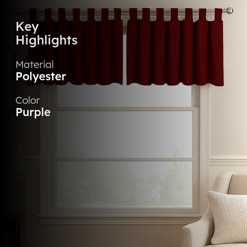 Tab Tale Flat Curtain Valance (Burgundy) - Set Of Two media 2