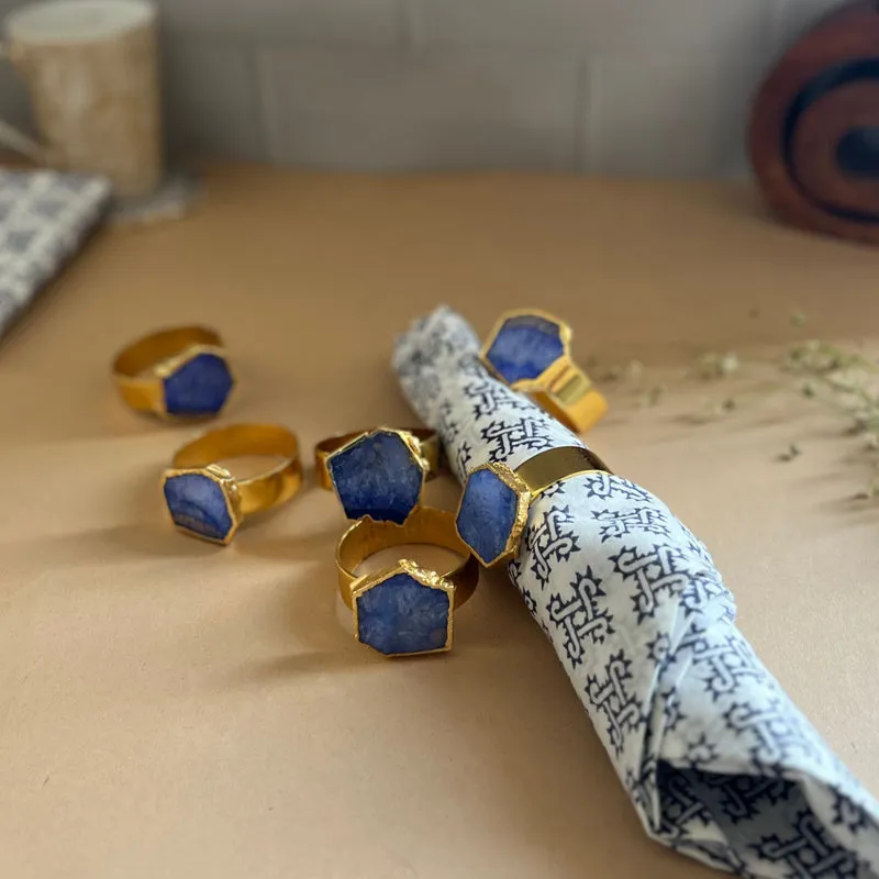 Suzzaine Handcrafted Agate Napkin Rings (Blue) - Set Of Six media 5