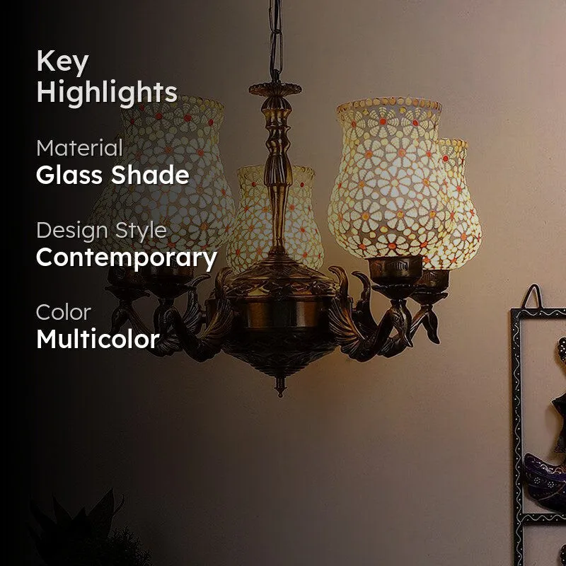 Dinara Mosaic Mayoora Mosaic Golden Antique Ceiling Lamp media 2