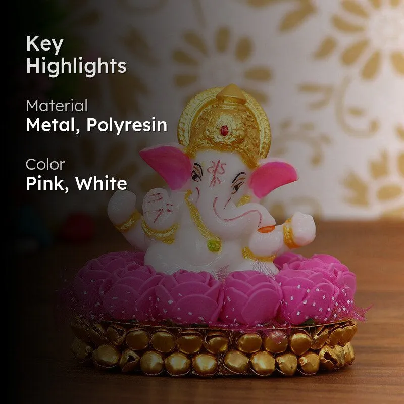 Lord Vinayak Pooja Tealight Candle Holder - Pink media 2