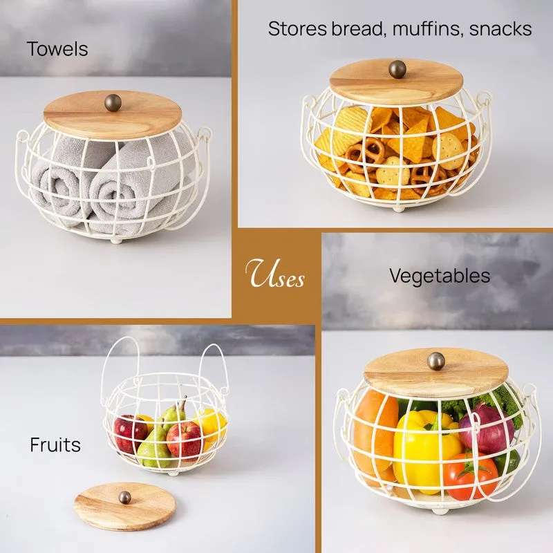 Pot Luck Basket With Lid - White media 5