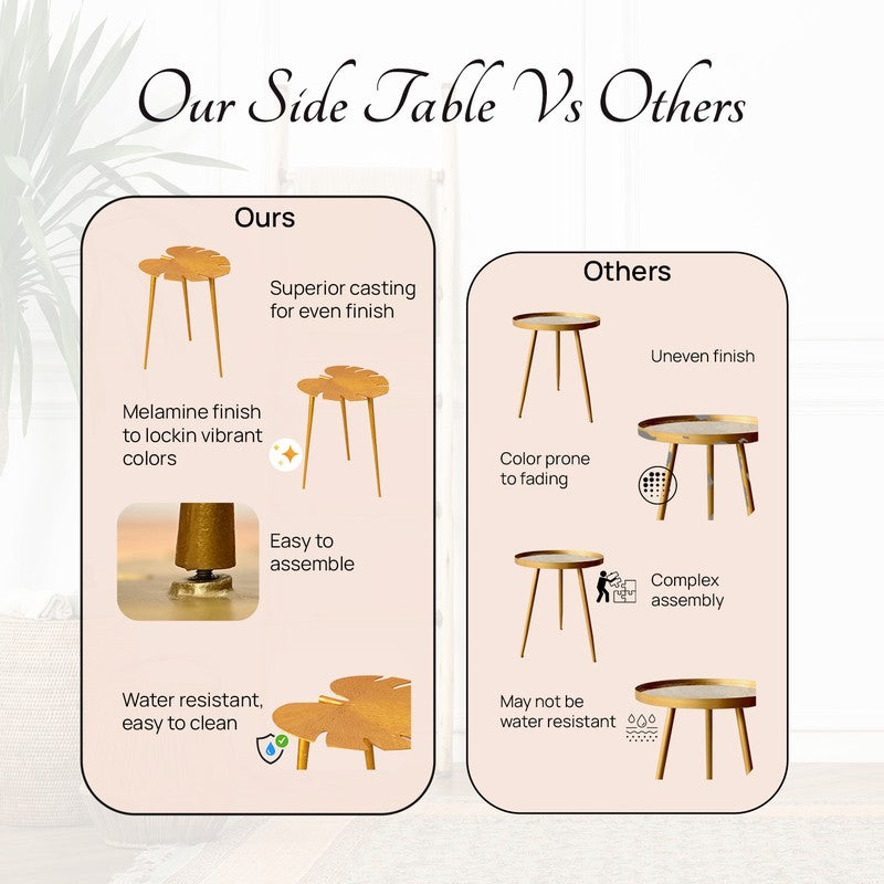 Monstera Leaf Accent Table (Gold) - Set Of Two media 5
