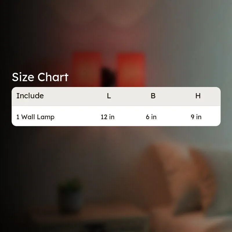 Size chart image for orange wall lamp