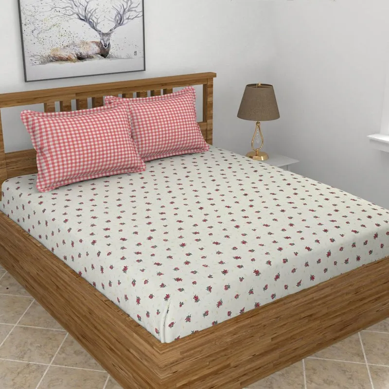 Blush Bloom Fitted Micro Fiber Bedsheet - 150 GSM media 1