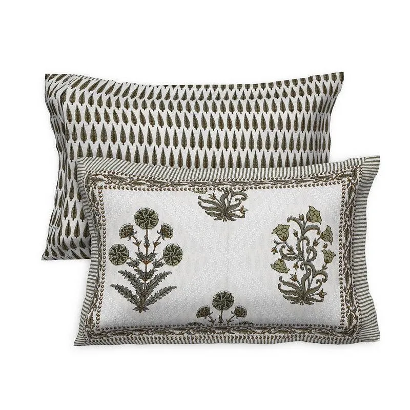 Brynn Floral Cotton Bedsheet (Olive Green) - 160 TC media 5