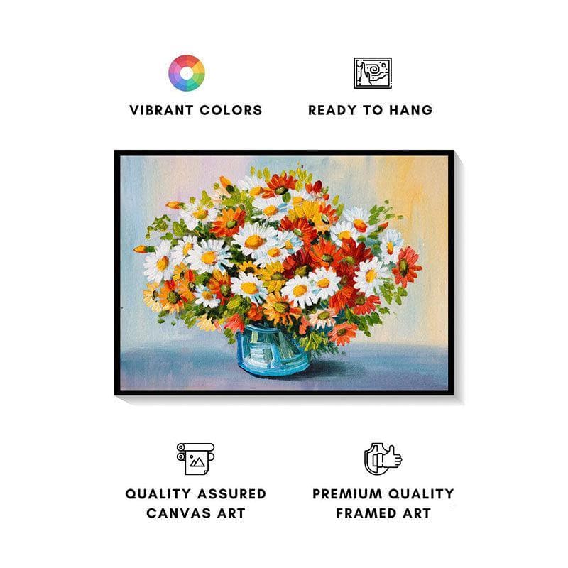 Spring Flowers Canvas Wall Painting - Black Frame media 4