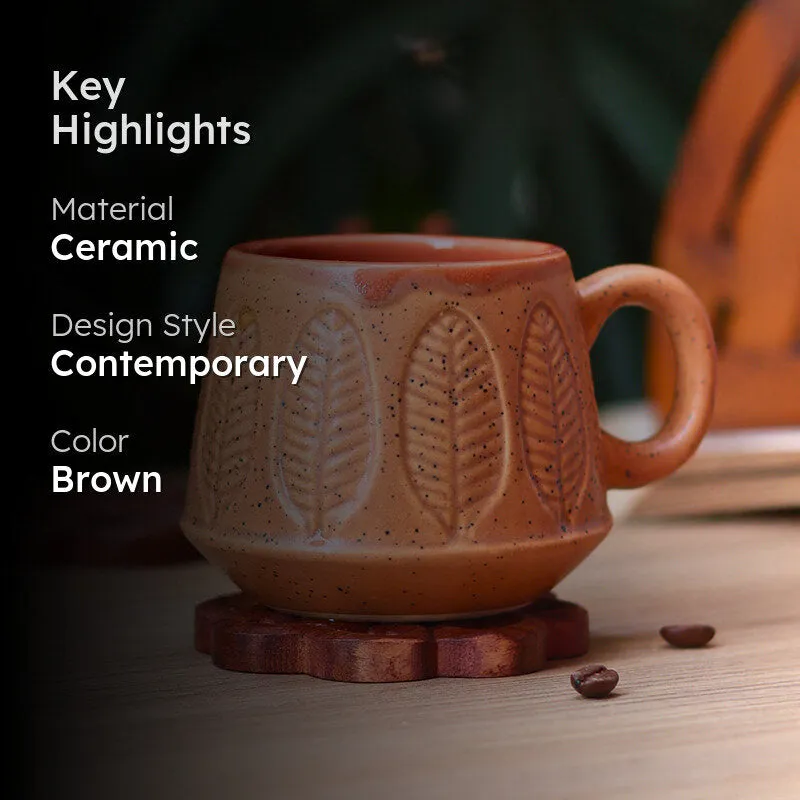 Adriano Ceramic Tea Cup (240 mL/Brown) media 2