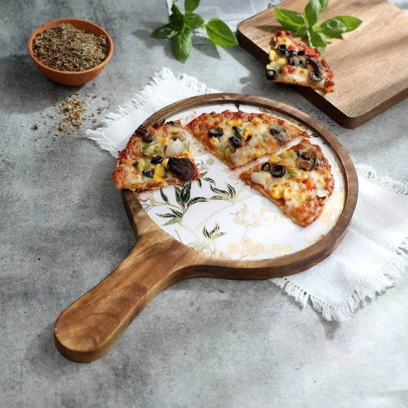 Dupree Floral Wood Pizza Platter media 1